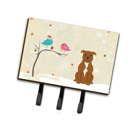 Carolines Treasures Christmas Presents Between Friends Staffordshire Bull Terrier Brown Leash or Key Holder BB2519TH68